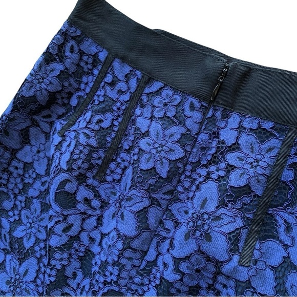Tracy Reese New York Lace Floral Pencil Skirt Career Navy Blue Black Size 4 - Picture 4 of 6